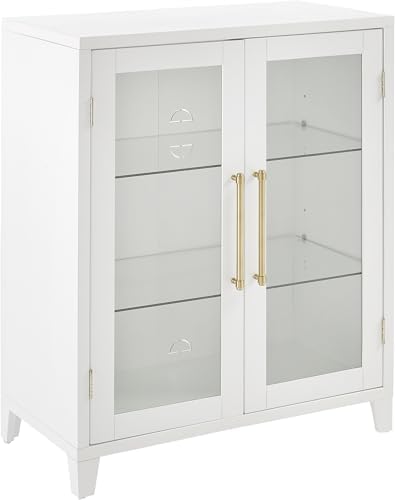 Crosley Furniture Roarke Stackable Glass Door Pantry Storage Cabinet
