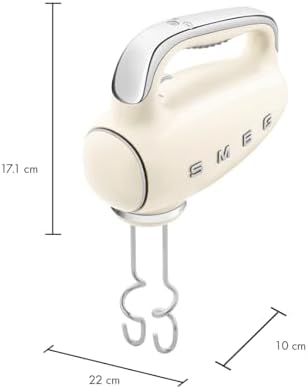 SMEG HMF01 9-Speed Retro Hand Mixer – 220W Motor, Smooth Start, Turbo Function, LED Timer Display, Stainless Steel Whisks, Beaters & Dough Hooks, Premium Die-Cast Aluminum Body