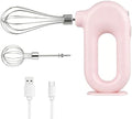 Cyrank Cordless Hand Mixer, Handheld Mixer Electric Hand Mixer 4 Speed Electric Handheld Mini Egg Beater USB Charing 1500mah(Pink)