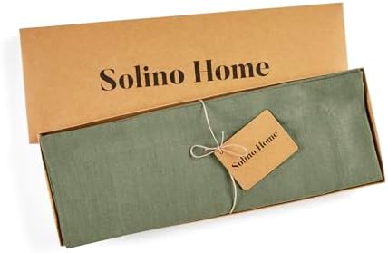 Solino Home 100% Pure Linen Placemats Oil Green, Fete 14 x 19 in, Set of 4