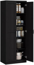 HOMCOM 63" Kitchen Pantry Cabinet with Doors and Adjustable Shelves, Black