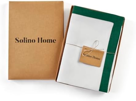 Solino Home 100% Linen Napkins, 20 x 20 in, Rainforest and White, Set of 4