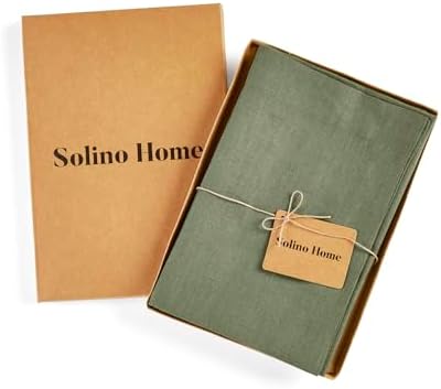 Solino Home 100% Pure Linen Napkins Oil Green, Fete 20 x 20 in, Set of 4