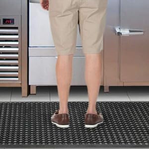 Anti-Fatigue Rubber Floor Mat - NANBOWANG Commercial Grade Grease Resistant Non-Slip Recycle Tyre Floor Mats for Restaurant Kitchen Bar Garden Outdoor Wet Area(24"X36")