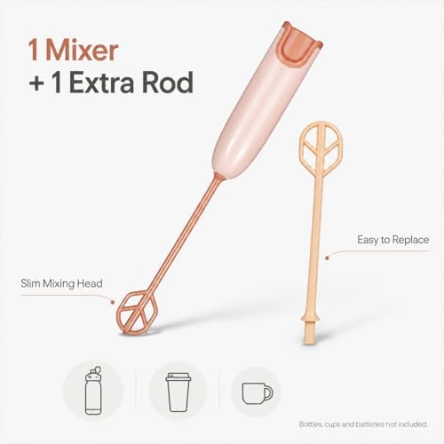 Portable Baby Bottle Mixer with 1 Stirring Rods, Battery Powered Milk Powder Stirrer for Feeding Bottle Prep, Compact Handheld Drink Blender for Coffee, Matcha, Protein Powder, Light Brown