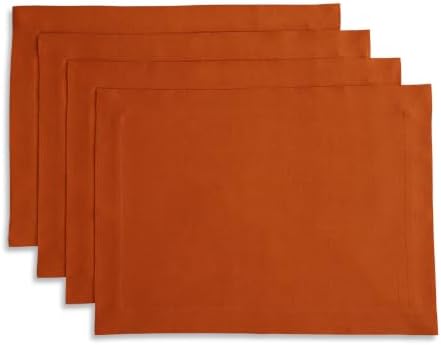 Solino Home 100% Linen Placemats Cinnamon Spice, Fete 14 x 19 in, Set of 4