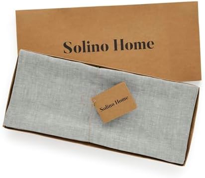 Solino Home 100% Pure Linen Table Runner Chambray Grey, Athena 14 x 60 in