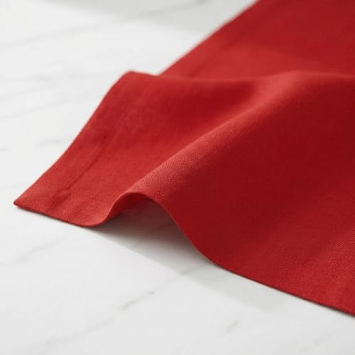 Solino Home 100% Pure Linen Table Runner Red Extra Long, Fete 14 x 156 in