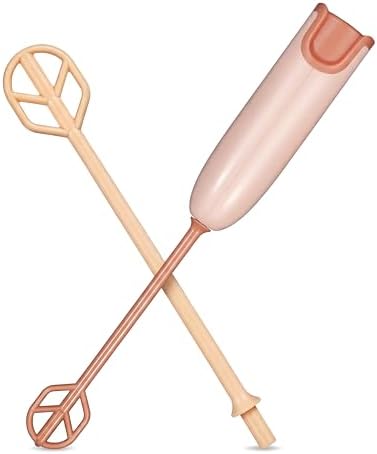 Portable Baby Bottle Mixer with 1 Stirring Rods, Battery Powered Milk Powder Stirrer for Feeding Bottle Prep, Compact Handheld Drink Blender for Coffee, Matcha, Protein Powder, Light Brown