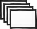 Solino Home 100% Pure Linen Placemats, 14 x 19 in, Black, Classic, Set of 4