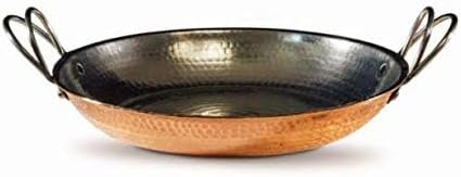 Sertodo 10 Inch Hand-Hammered Copper Paella Pan | Heavy-Gauge Pure Copper Frying Pan & Skillet | Artisan Cookware for Cooking & Serving – Alicante Style