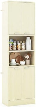 GIANTEX Kitchen Pantry Cabinet, 75'' Tall Freestanding Cupboard with Doors & Shelves, Safety Hinges & Anti-Tipping Devices, Storage Sideboard for Dining Room, Living Room (Light Oak)