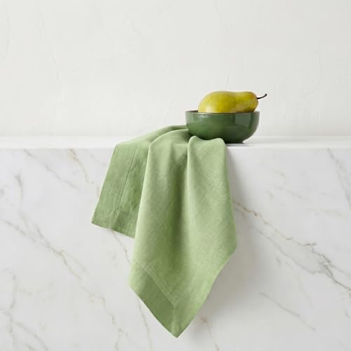 Solino Home 100% Pure Linen Napkins Laurel Green, Fete 20 x 20 in, Set of 4