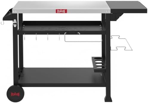 Feasto Grill Cart, 40x26 Inch Outdoor BBQ Cart with Foldable Side Shelf