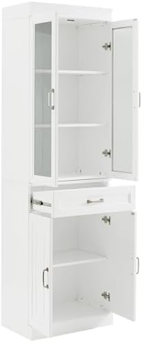 Crosley Furniture Stanton Glass Door Pantry Storage Cabinet