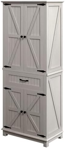 DWVO 72" Kitchen Storage Cabinet with Drawer and Adjustable Shelves, White