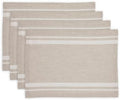 Solino Home 100% Pure Linen Placemats, 14 x 19 in, White Striped, Set of 4