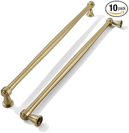 khtumeware 10 Pack 10 Inch(256mm) Champagne Bronze Cabinet Pulls Champagne Brass Kitchen Cabinet Handles Kitchen Cabinet Hardware for Cupboard Drawer Handles Dresser Pulls