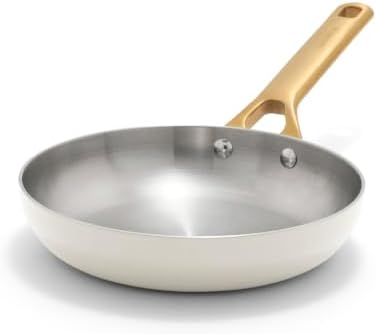 GreenPan Stainless Steel Tri-Ply Reserve 8” Frying Pan Skillet, Cream White