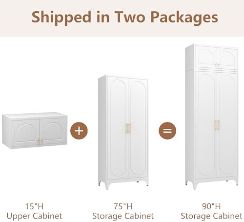 Polup 90" Tall Metal Kitchen Pantry Storage Cabinet with Doors and Shelves