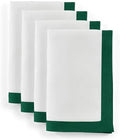 Solino Home 100% Linen Napkins, 20 x 20 in, Rainforest and White, Set of 4