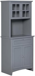 HOMCOM Elegant Buffet with Hutch, Kitchen Pantry Storage Cabinet Gray