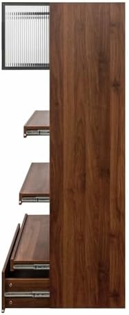 KEIKI 70.87" Tall Kitchen Pantry Storage Cabinet with Multi-Functional Pull-Out Shelf, Drawers, Glass Doors & Microwave Stand, Wood Hutch Food Pantries Cupboard for Coffee Bar, Dining Room