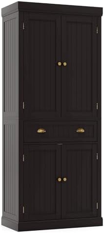 GIANTEX 72" Tall Kitchen Pantry Cabinet, Storage Cabinet with Drawer, Brown