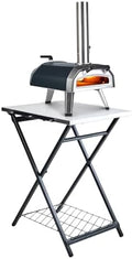 ooni Portable Folding Table, Silver, Stainless Steel Work Surface, Outdoor Kitchen Table, Pizza Oven Stand, 22.64'' x 27.56'' x 35.43''