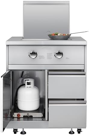 KoolMore 32 in. Outdoor Kitchen Liquid Propane Side Burner with Bottom Cabinet in Stainless-Steel (KM-OKS-SBC)