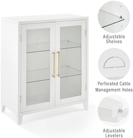Crosley Furniture Roarke Stackable Glass Door Pantry Storage Cabinet