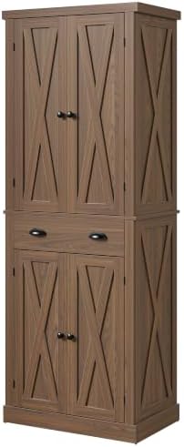 IRONCK Kitchen Pantry Storage Cabinet 72.6" H x 24" W, Walnut