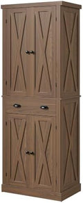 IRONCK Kitchen Pantry Storage Cabinet 72.6" H x 24" W, Walnut
