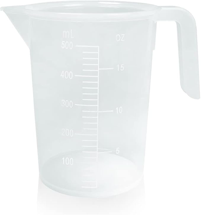 Stackable Plastic Measuring Cup, Graduated Measuring and Mixing Pitcher, Liquid Beaker Measuring Cups, BPA Free, Heavy Duty, Handle and Pour Spout - 500ml