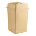 35 Gallon Square Trash Can with Drop Shot Lid, Indoor Outdoor, Beige, 19.5 x 19.5 x 33 inches