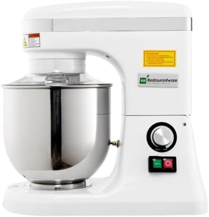 Restaurantware Hi Tek 7.4-Qt Electric Stand Mixer 1 Tilt-Head Kitchen Mixer With Stand - Includes Dough Hook Whisk & Beater 110V/60Hz White Aluminum Stand Mixer Up To 660 RPM