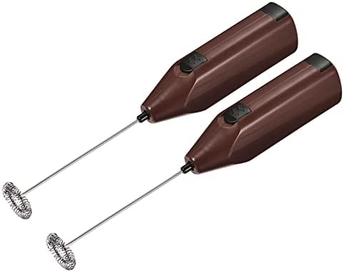 MECCANIXITY Electric Tumbler Stirrer, Handheld Mini Mixer Battery Operated Stirring Mixing Brown for DIY Glitter Tumbler Cup, Pack of 2