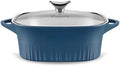 CorningWare QuickHeat 3.2-QT Cast Aluminum Roaster With Lid & Non-Stick Ceramic Interior, Lightweight and Fast Even Heat Baking & Cooking, For Meats, Soup, Browning, Searing, French Navy