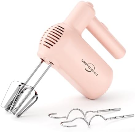 Hand Mixer Electric Handheld 5-Speed Upgraded Motor Pink