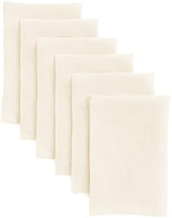 Solino Home 100% Pure Linen Dinner Napkins Ivory, Fete 20 x 20 in, Set of 6