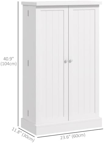 HOMCOM 41" Kitchen Pantry Storage Cabinet, Freestanding, Painted White