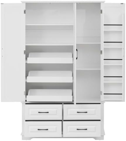 Merax 72" Kitchen Pantry Cabinet with 3 Pull-Out Trays & 5 Door Racks