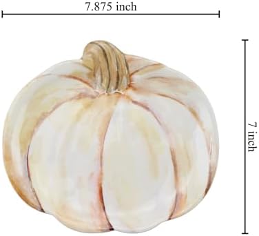 UP Ivory Pumpkin-Shaped Melamine Plates - Fall Harvest Theme, BPA-Free, Dishwasher Safe, for Appetizers, Dessert, Snacks, and Thanksgiving, Cream White, 7.875 x 7 Inch, Set of 4