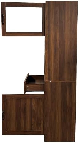 KEIKI 70.87" H Tall Kitchen Pantry Wine Bar Storage Cabinet with Countertop, Wine Rack, Glass Doors, Drawers, Wood Freestanding Hutch Food Pantries Cupboard for Coffee, Dining Living Room