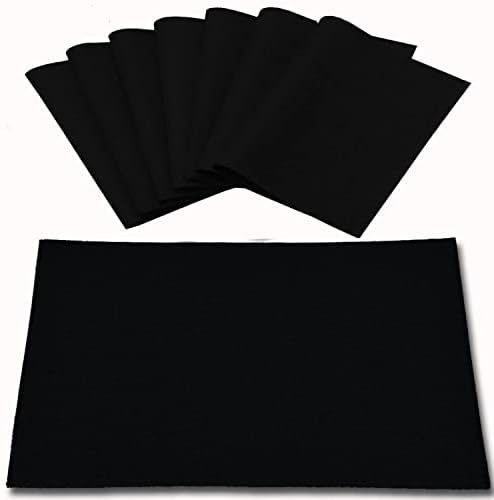 Cloth Placemats Set of 8, Linen Type Fabric Placemats Machine Washable Heat Resistant Placemats Wrinkle Free Thick Polyester Kitchen Place Mats for Dining Table (Black)