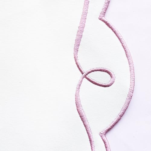 15 Inch Ribbon Twirl Embroidery Round Placemats Set of 4, Scalloped Round Table Mats for Party Kitchen Dining Decoration, Pink