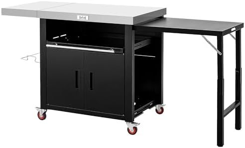 Feasto Outdoor Kitchen Island with Cabinet, 74” x 26” Rolling Grill Table