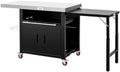 Feasto Outdoor Kitchen Island with Cabinet, 74” x 26” Rolling Grill Table