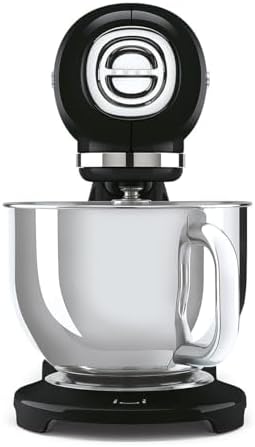 SMEG SMF05 Forte 5-Qt Stand Mixer with 750W Motor, Smooth Start & SteadyMix, Flex Edge Beater, 10 Speeds, Stainless Steel Bowl – Retro 50’s Style Planetary Mixer for Dough, Baking & Desserts-Black