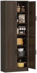 HOMCOM 67" Freestanding Kitchen Pantry 4-Door Cabinet Distressed Brown